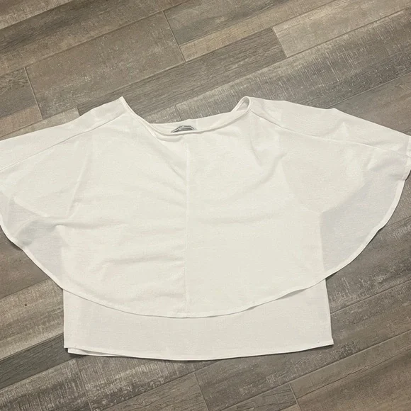 Zara Classic White Top USA M Blouse Feminine flowy Office Casual Classy modest - Picture 8 of 8